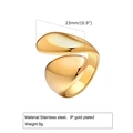 Detail showing dimensions of 23mm width and 9g weight on gold plated droplet ring - US Size 9 / Geometric Organic Curved Style (RC-649G)