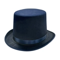 Navy blue top hat with matching satin ribbon band and soft felt texture for formal wear - Navy Blue / Size S - Hat Circumference 54cm - Hat Height 13cm