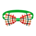 Classic Christmas plaid bowtie for dogs and cats with green and red striped pattern - Tricolor Cross Plaid-Green Strap