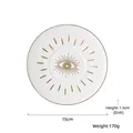 Turkish Evil Eye ceramic saucer with gold trim and protective sunburst design, 15cm wide - White Eye Dessert Plate [Round]