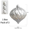 Set di 3 decorazioni natalizie argentate a forma di cipolla con glitter e rombi - 3 Pezzi/Scatola / Argento