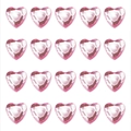 Dettaglio macro di 20 strass in acrilico rosa a forma di cuore in griglia 4x5 - 12mm Rosa Cuore
