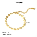 Elegante pulsera de acero inoxidable bañada en oro de 18K con pequeños eslabones de concha - Pulsera en Forma de Abanico de Concha Dorada (YYB023121)