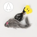 Interactive grey plush mouse cat toy with elastic string and yellow butterfly clip - New Style Triangle Adhesive Hook Mouse