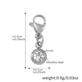 Silver stainless steel pendant with zircon and lobster clasp for DIY jewelry making - Steel Color Round Zirconia Charm