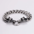 Bracciale testa di lupo in acciaio inossidabile con catena spessa e chiusura ad anello - Color Acciaio