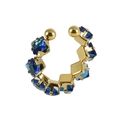 Vierkante blauwe zirkoon gouden C-vormige oormanchet met verstelbare band voor dames - Blauwe Strass