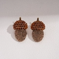 Detalle de colgantes de bellota con incrustaciones de cristales ámbar y champán - Pendientes de Bellota (Pin de Plata-Rojo)