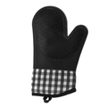 Guante de silicona negro resistente al calor con puño de tela de cuadros blancos y negros - Dos dedos 125g / Cuadros Negros