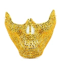 Mezza maschera di Halloween con strass dorati per feste e spettacoli teatrali - Maschera a Metà Viso con Strass Oro / Oro (Strass Completi)