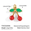 Détails du pendentif cerise en acier doré avec dimensions et spécifications de poids - Style de Cerise à Feuille Unique (YYAC025096)
