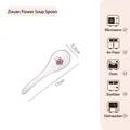 Japanese style purple floral ceramic soup spoon with 17cm length and glossy finish - Purple Flower - Ramen Spoon