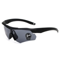 Tactical safety goggles with matte black frame and grey lens for shooting and cycling - Black Frame Grey Lens