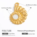 18k gold plated stainless steel shell pendant with white inlay, 27mm shell jewelry charm - Gold White Stone Pendant (PJ91718B)