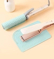 Mint green silicone heat resistant mat and sleeve for hair styling tools with wavy texture - Light Green