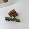 Pinza per capelli in acetato tartarugato con barra verde oliva e cristallo arcobaleno - 3# Blu Marrone