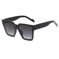 Classic oversized square sunglasses in glossy black with gradient grey lenses for women - Black Frame Gradient Grey