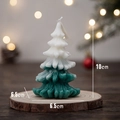 Green and white Christmas tree candle on wood base, 10cm height festive decor - Dark Green Conifer Tree / 6.5x10cm