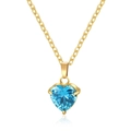 Collana cuore minimalista con zircone azzurro e catena in acciaio inossidabile dorato - Colore Oro (Solo Ciondolo) / Blu
