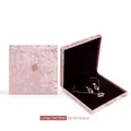 Ροζ βελούδινο κουτί σετ κοσμημάτων 19x19x4,5cm με ανάγλυφη λεπτομέρεια και μαύρη επένδυση - Κουτί μεγάλου σετ / Ροζ