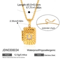 Detailed views of gold rectangular fortune locket necklace showing thickness and chain - Horshoe Fortune Style (JDN0308034)