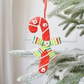 Red and white striped candy cane Christmas ornament with 3D flower and ribbon bow - Bowknot Candy Cane