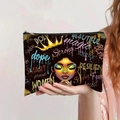 Detail of canvas makeup bag with colorful graffiti and black queen crown design - Afro Women Empowerment Graffiti (jiayingpbb0313)