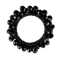 Detail showing faceted black crystal beads and elastic hair tie for stylish ponytails - 9# Black Crystal Hair Tie