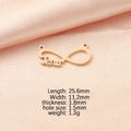 Golden stainless steel Jesus infinity pendant on pink satin with product dimensions - Rose Gold Top Double Hole
