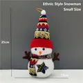 Ethnic style small snowman doll with colorful knitted hat and scarf decor - Ethnic Style Small Snowman