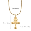 Specifiche dettagliate delle dimensioni per collana con ciondolo croce Ankh in oro 18k - Croce Ankh Aquila