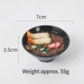 Miniature tempura buckwheat noodle bowl model with shrimp, 7cm diameter food keychain - Shrimp Tail Soba Noodles / Ornament Style