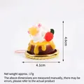 Realistic artificial dessert cake pendant with white cream, berry and pink lanyard - Yellow Cream + Mango Cubes