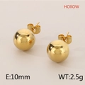 10mm hollow golden stainless steel ball stud earrings with polished mirror finish - Hollow (KLJ582-Z) / 10mm / Gold