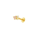 Stud de labret papillon doré avec perle rose et strass brillant transparent - Papillon Doré Perle Rose (L24121202-7)
