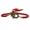 Hamsa Hand red string bracelet with gold copper pendant and zircon inlay for women - Red Rope Style