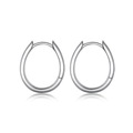 Eleganti orecchini a cerchio ovali geometrici in argento sterling 925 con finitura lucida - Argento 925 / Oro Bianco