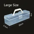 Portable large transparent jewelry storage box with white handle and secure lid - Large - Transparent Portable Box