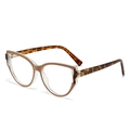 Chique cat-eye bril tegen blauw licht met kaki montuur en schildpad kleurige poten - C2 Thee Wit