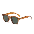 Lunettes de soleil rondes vintage avec monture en écaille et verres foncés - Orange Trans Vert Foncé (C39)