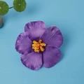 Single purple artificial hibiscus flower hair clip for beach vacations and swimwear - Purple