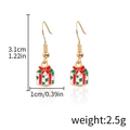 Boucles d'oreilles boîte cadeau de Noël en émail rouge et vert avec finition dorée - D1089-Boîte cadeau