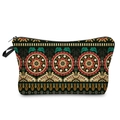 Detailed view of bohemian mandala cosmetic bag with floral patterns and sturdy zipper - 52002/Red-Green-Gold Ethnic Geometric
