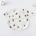 Short sleeve waterproof baby bib with black number prints and pocket in beige - (super Soft) Shawl Wrap - Number / One Size