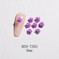 Light purple 3D resin rose flower nail art charm with detailed floral relief petals 6mm - 6mm / Purple