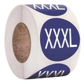 Self-adhesive XXXL size stickers for clothing in blue oval rolls for garment labeling - XXXL