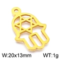 Golden Hamsa Hand pendant with hollow hexagram star design in stainless steel - 20*13mm / Gold