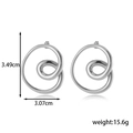 Minimalist silver geometric twisted earrings with 3.49cm height and 3.07cm width - Spiral Circle Style (ER-1622)