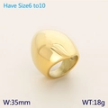 Golden exaggerated chunky stainless steel dome ring with 35mm width and 18g weight - US 6 / Gold (KR111633-GC)