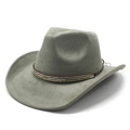 Dettaglio di cappello da cowboy in pelle scamosciata grigia con fascia decorata - M(56-58cm) / Verde Militare
